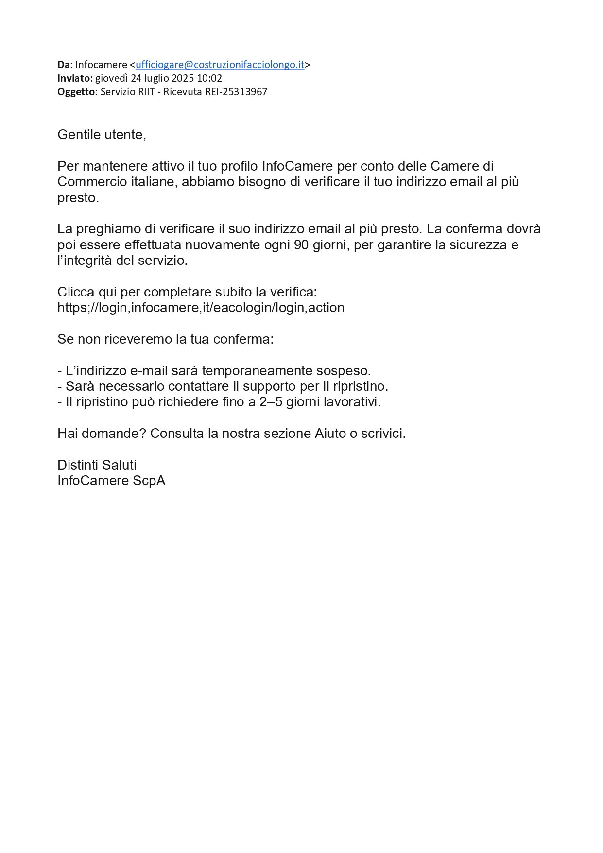 Attenzione! Campagna phishing 