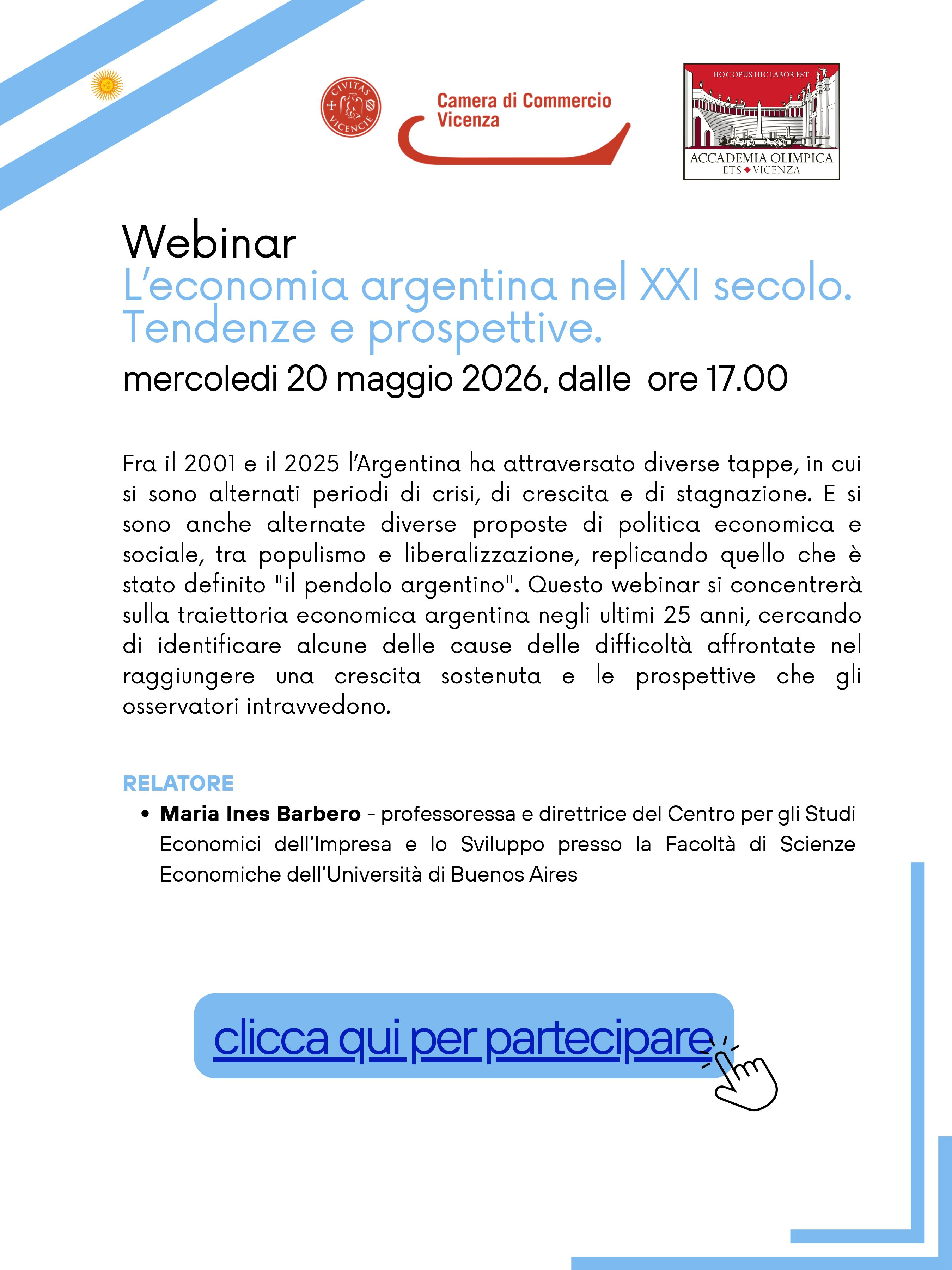 Webinar gratuito L&rsquo;economia argentina nel XXI seco 