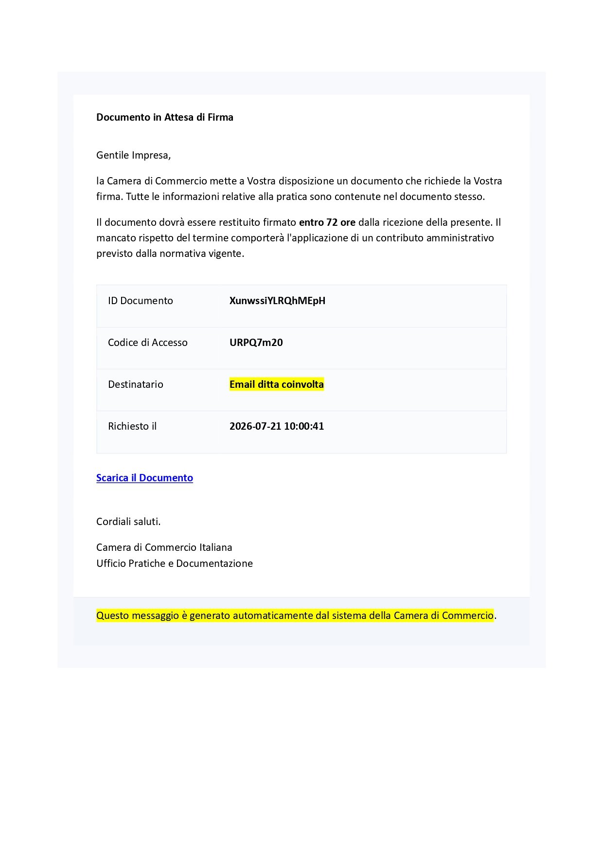 AVVISO! nuova campagna E-mail di phishing 